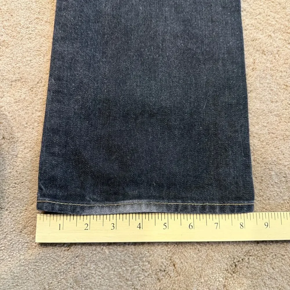 True Religion LOGAN Jeans Mens Black Denim USA Made Size 33W 32L Embroidered